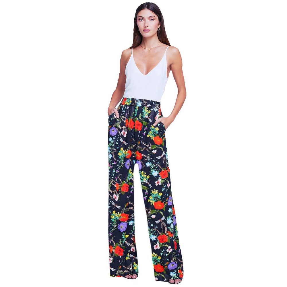🎈HOST PICK🎈NEW! Aerie Satin Multibotanical Navy Pajama, PJ pants, Size S - Picture 1 of 13